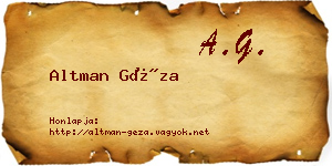 Altman Géza névjegykártya