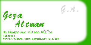 geza altman business card